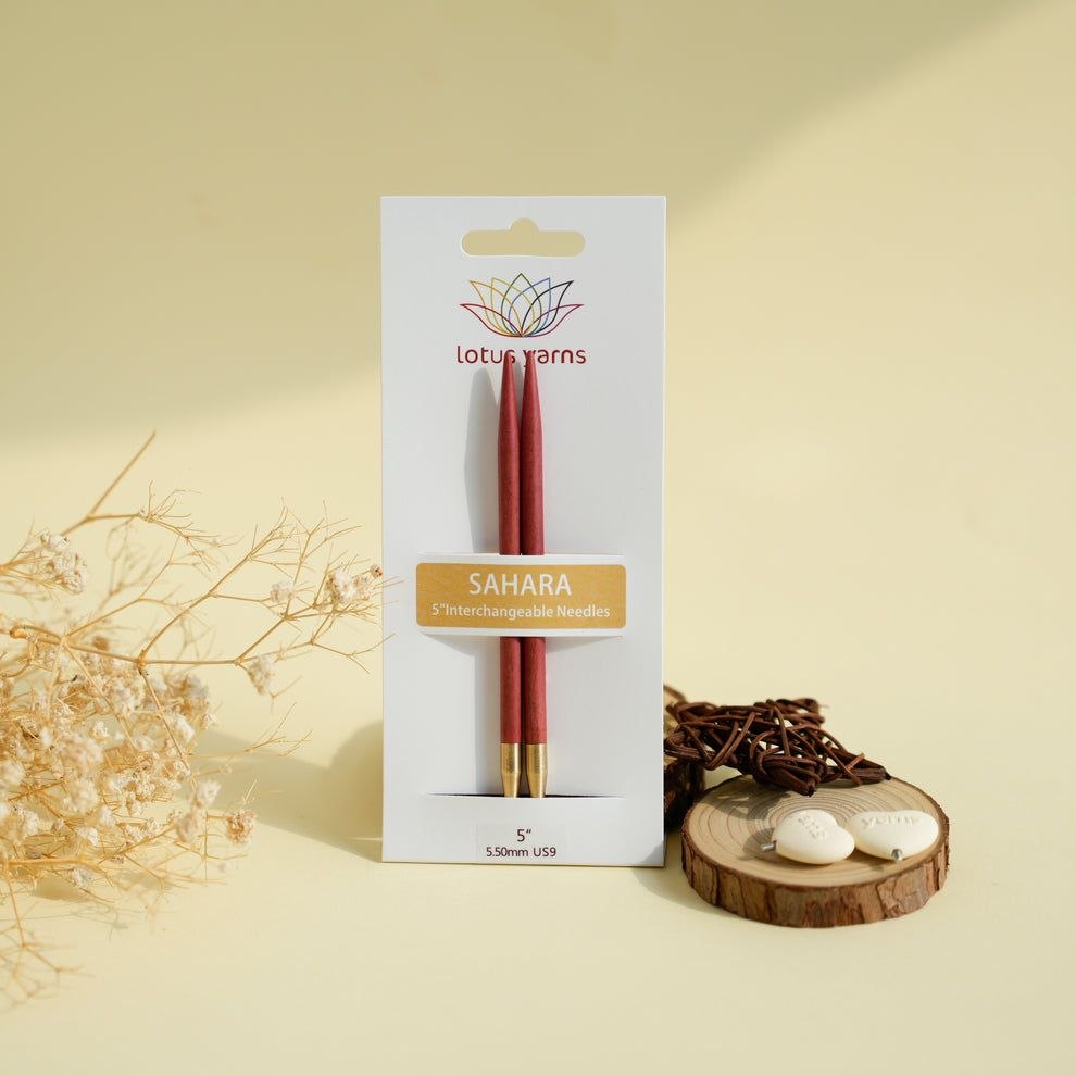 Lotus Yarns Sahara Спицы съемные розовое дерево полноразмерные 13 см (3 мм)